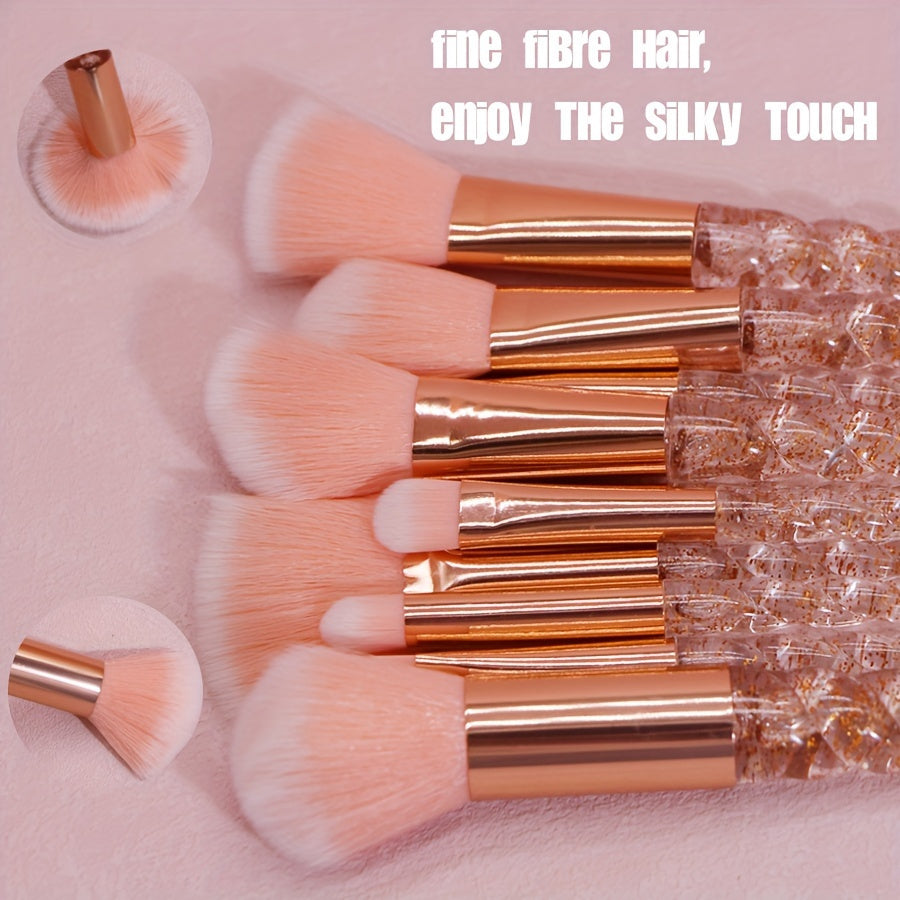 10pcs Oval Makeup Brush Set with Nylon Bristles & ABS Plastic Handles - Alcohol-Free, Perfect for Foundation, Eyeliner, Eye Shadow, Lip Brush - Ideal Beauty Gift for Halloween, Beauty Essentials|Elegant Brush Set|Durable Make